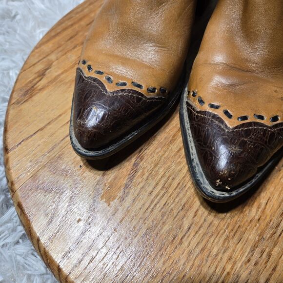 Vintage Acme Boot Women Size 6.5A Brown Western Cowgirl Stitched Tip Made in USA - Picture 7 of 10